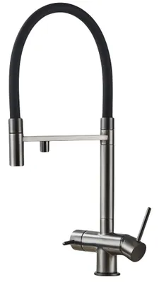 Immagine prodotto di Rubinetto da cucina a 3 vie Ari HighFlex con doccetta estraibile, rubinetto cucina nero opaco, beccuccio girevole 360 gradi