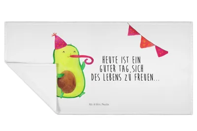 Produktbild von Mr. & Mrs. Panda Handtuch Avocado Party - Weiß - Geschenk, frottierhandtuch, Flauschtuch, Geburtstag, Happy Birthday, Prüfung, Frotteehandtuch, gesichtshandtuch