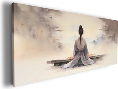Produktbild von Wallario Premium Leinwandbild Morgenstille in Größe 80 x 200 cm