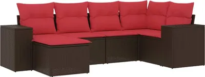Zdjęcie produktu dla vidaXL 6-częściowa sofa ogrodowa z poduszkami, brązowa, z polirattanu