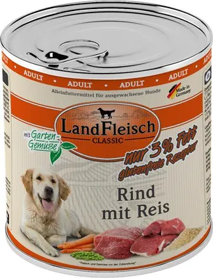 Produktbild von Landfleisch Rind & Reis Nassfutter, 6x800g