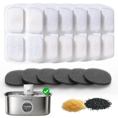 6 Filter + 6 Schwämme für Haustier-Trinkbrunnen 8L