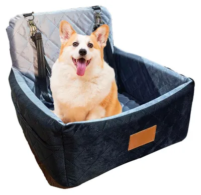 Productafbeelding van Autostoel voor honden, achterbank, wasbaar, geschikt tot 15 kg, 45x45x35 cm, zwart/grijs