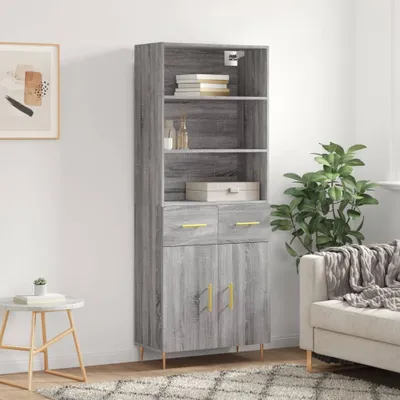 Produktbild von vidaXL Highboard Grau Sonoma 69,5x34x180 cm Holzwerkstoff