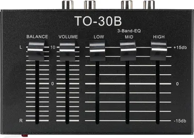 Image de Phono Preamp EQ 2 Channel Digital Sound Equalizer 3 Band 12dB High Mid Low Tone Adjustment Balanced Volume Control 5V Adapter for Record Player
