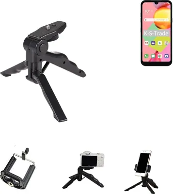 Produktbild von K-S-Trade Stativ Tisch-Ständer Dreibein Handy-Stativ Ständer kompatibel mit LG Electronics Risio 4 Mini-Stativ Smartphone Tripod Handy-Stativ aus