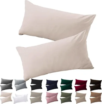 Produktbild von Beige Mikrofaser Kissenbezug 40x80 2er Set mit Reißverschluss