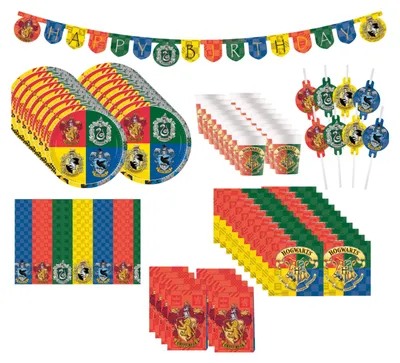 Produktbild von 70-tlg. Harry Potter Hogwarts Houses Party Set für Kindergeburtstag