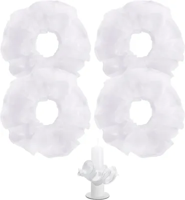 Productafbeelding van Kaars Druppelbescherming - Tule Rokken - Feestelijke Decoratie - Effectieve Wasvanger - 4 Stuks - Wit