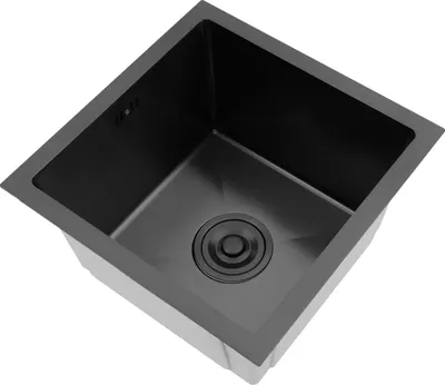 Produktbild von Küchenspüle aus 304 Edelstahl - Einzelbecken - 38 x 38 cm - Ohne Armatur - 1 Loch - Schwarz