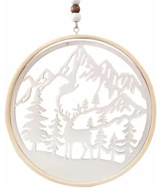 Weihnachtsanhänger aus Holz, Ø 15,5 cm, Hirsch & Berge