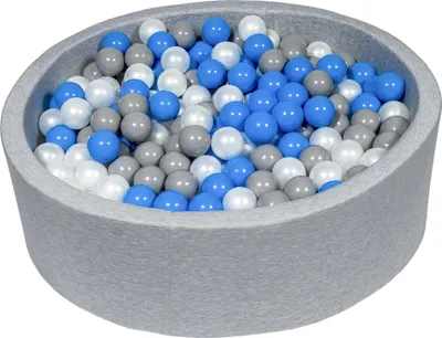 Image de Piscine à balles aire de jeux + 450 balles en perles, bleu, gris