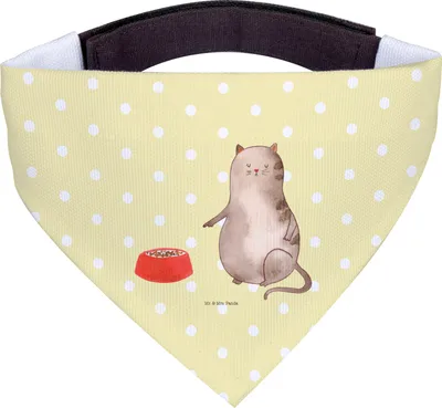 Produktbild von Mr. & Mrs. Panda Halstuch Katze Fressen - Gelb Pastell - Geschenk, Für Hunde, Hundeschal, Schal, Hund, Tuch
