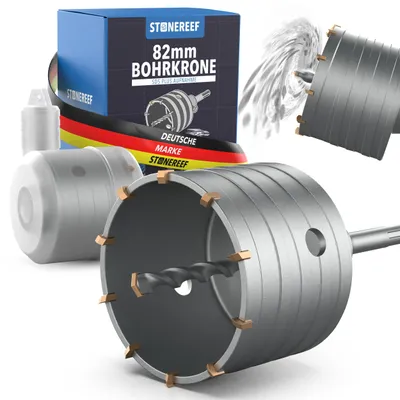 Produktbild von Bohrkrone 82mm SDS Plus - Steckdosenbohrer für Ziegelwerk & Unterputz, Dosenbohrer für Steckdosen, Lochbohrer, Kernbohrer - Hochleistungs Kronenbohrer