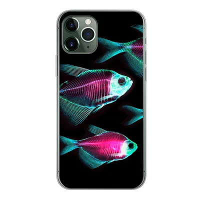 Produktbild von MuchoWow® Handyhülle Schutzhülle Hülle für iPhone 11 Pro Fisch - Lila - Blau Silikon Softcase Handy Hülle - Handy