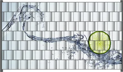Produktbild von Wallario Zaunsichtschutz mit Motiv Limettenscheibe in spritzigem Wasser für Ein- und Doppelstabmatten Zäune in der Größe 250 x 140 cm