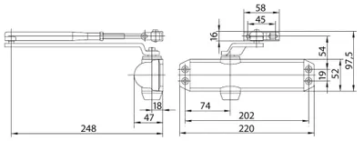 Produktbild von Assa-Abloy DC120 Türschließer braun EN2/3/4 für bis 80 kg, 1100 mm