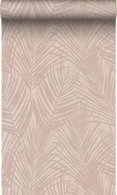Productafbeelding van Origin Wallcoverings behang linnen-look bladeren licht oudroze 50 x 900 cm