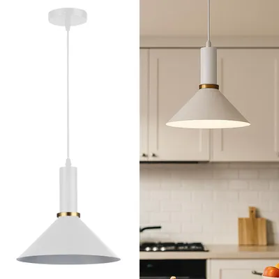 Produktbild von MasterLED Pendelleuchte Olena E27 Weiß Kupfer - Moderne Hängelampe für Küche & Esstisch - Metall Design