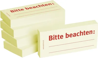Produktbild von Haftnotizen "Bitte beachten" - 75 x 35 mm, 5x 100 Blatt, 1 VPE