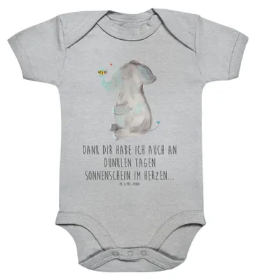 Produktbild von Mr. & Mrs. Panda Strampler Baby Elefant Biene 3. - 6. Monat - Heather Grey - Geschenk, Liebesspruch, Liebe, Babybody, babykleidung body, Heiratsantrag, Babystrampler