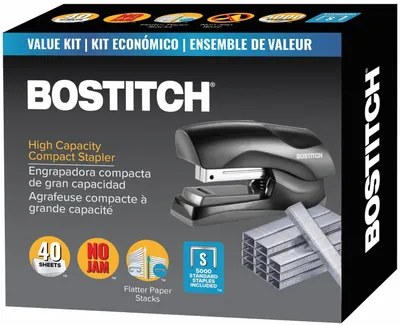 Image de Agrafeuse Bostitch, robuste, noire, capacité de 40 feuilles, avec 5 000 agrafes