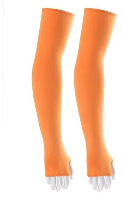 Productafbeelding van 3 paar koelende armstukken met UV-bescherming, UPF 50+, voor dames en heren, oranje