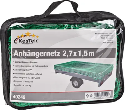 Anhängernetz Gepäcknetz Abdecknetz 1,5 x 2,7 m grün zur Ladungssicherung Hänger Ladegut Schutz Sicherung PKW LKW Anhänger Transport Logistik Netz günstig kaufen 397768 40249 4066986402494 Stabilo-Fachmarkt.de KesTek