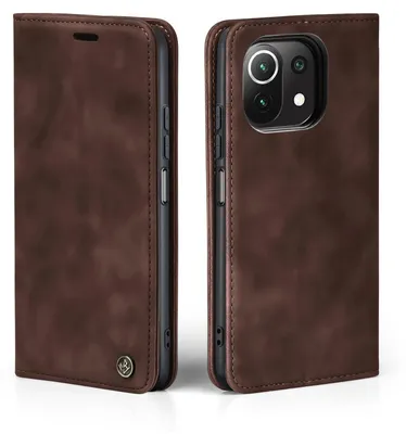Produktbild von Handy Hülle für Xiaomi Mi 11 Lite 4G / 5G Klapphülle Bookcase Flip Cover Handy Tasche Etui Farbe: Dunkelbraun