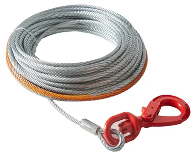 Obrázok produktu pre VEVOR závesné lano 9,5 mm x 22,9 m oceľové lano 67,6 kN pevnosť lana Lesnícke lano s otočným hákom Zdvíhacie lano Oceľové lano Ťažné lano Ideálne pre štvorkolky UTV Autá SUV alebo veľké terénne vozidlá