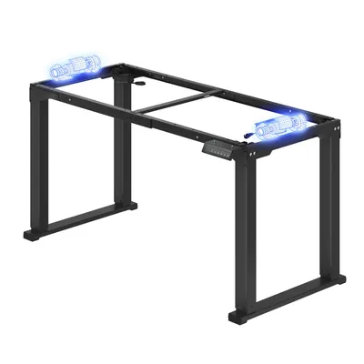 Image de Piètement de bureau réglable en hauteur FLEXISPOT àélectrique, 4 pieds, double moteur, capacité de charge de 150 kg, 4 positions mémorisables, pour le bureau et la maison, noir