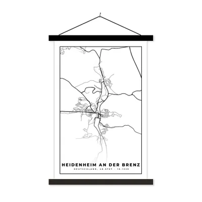 Produktbild von MuchoWow® Textilposter Heidenheim an der Brenz - Karte - Stadtplan 120x180 cm mit schwarzem Rahmen - Fotos