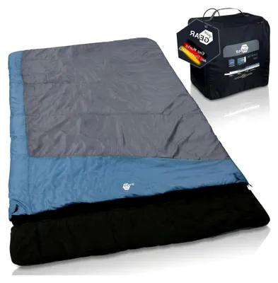 Produktbild von Doppelschlafsack Sumatra Duo - 2 Personen Deckenschlafsack aus 100% Baumwoll-Flanell - XXL Camping Schlafsack teilbar in 2 Einzelschlafsäcke - 3 Jahreszeiten - Komfort +10 °C/Extrem -7 °C