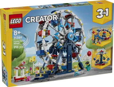 Productafbeelding van LEGO Creator 3-in-1 set: Legendarisch reuzenrad - Speelgoed met 3 bouwopties: reuzenrad, UFO-attractie of draaimolen - DIY decoratie - Verjaardagscadeau voor jongens en meisjes vanaf 8 jaar - 31389