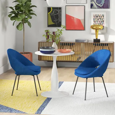 Produktbild von SUGIFT Runder Esstisch, kleiner Küchentisch, MDF Melamin Stahl, Weiß | 70 x 74 cm | 2 Personen | rutschfeste Füße