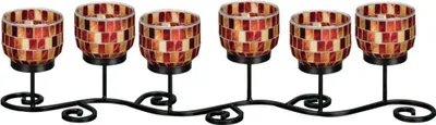Produktbild von Harms Import 301502 Kerzenhalter 'Deco Pleasure' für 6 Teelichter, Mosaikglas, Innenbereich, Wohnzimmer geeignet