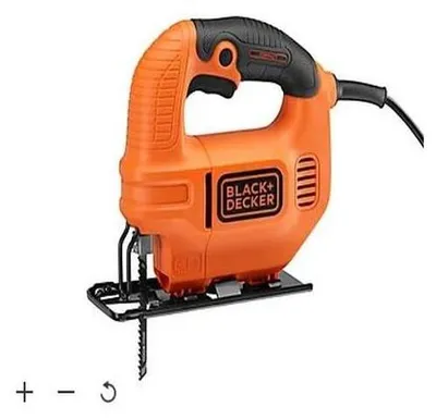 Produktbild von Stichsäge – BLACK+DECKER – BES410K – 410 W – Integrierte Staubabsaugung – U-förmiges Sägeblatt für Holz