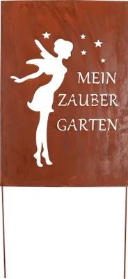 Produktbild von UNUS® Gartenschild Elfe Mein Zaubergarten Edelrost Metall  99 cm Gartenstecker