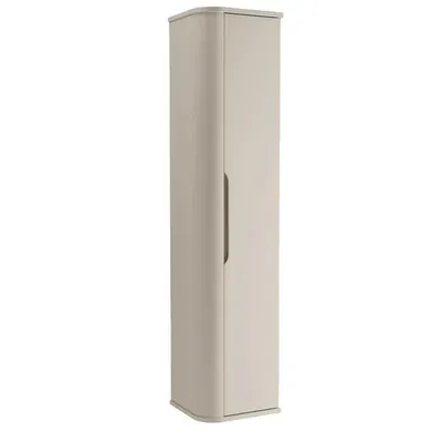 Obrázok produktu pre WENA Vysoká kúpeľňová skrinka, výška 160 cm, hladké čelá, zaoblené hrany, 1 dvierka so soft-close, bez úchytiek (farba: kašmír)