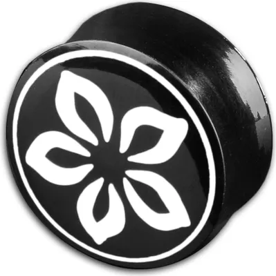 Produktbild von viva-adorno 1 Stück 10mm Double Flared Plug Flesh Tunnel Saddle Plug Ohr Piercing handgefertigt Blüten Blumen Größe 6 - 20mm Z246,weiß