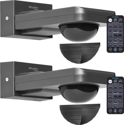 Image de 2x Oktaplex Détecteur de mouvement Montage au plafond & au mur Fonction marche permanente Détecteur infrarouge anthracite
