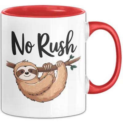 Produktbild von Faultier Tasse Geschenkidee Keine Eile für faule Faultiere (Rot)