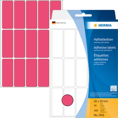 Produktbild von HERMA - Etikett 2416 20x50mm Fluorrot 360 Etiketten | 10 Stück