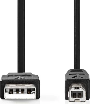 Produktbild von Nedis USB-Kabel - USB 2.0 - USB-A Stecker - USB-B Stecker - 10 W - 480 Mbps - Vernickelt - 2.00 m - Rund - PVC - Schwarz - Label