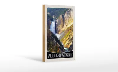 Produktbild von Holzschild Reise 12x18 cm Yellowstone Wasserfall Fluss Natur