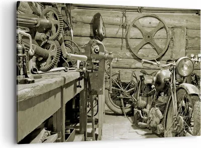 Produktbild von Bild auf Leinwand - Leinwandbild - Werkstatt Motor - 100x70cm - Wand Bild - Wanddeko - Wandbilder - Leinwanddruck - Bilder - Kunstdruck - Wanddekoration - Leinwand bilder - Wandkunst - AA100x70-3519
