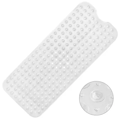 Productafbeelding van Antislip badmat, 100x40 cm, transparant PVC, met zuignappen, machinewasbaar