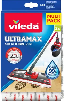 Packaging for Vileda Ultramax Microfibre mop refills.