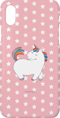 Produktbild von Mr. & Mrs. Panda Iphone 10 Handyhülle Einhorn Stolzieren - Rot Pastell - Geschenk, Handy, Einhörner, Pferd, Hülle, X, Cover, Unicorn, Stolz, Freundin