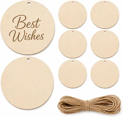 Productafbeelding van Houten schijfjes, rond, 10 cm x 2 mm, 32 stuks, voor knutselwerkzaamheden
